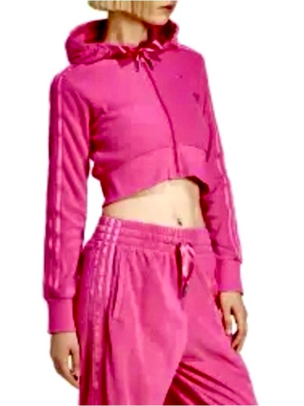 Adidas Pink Magenta Hoodie with Zipper and Pockets